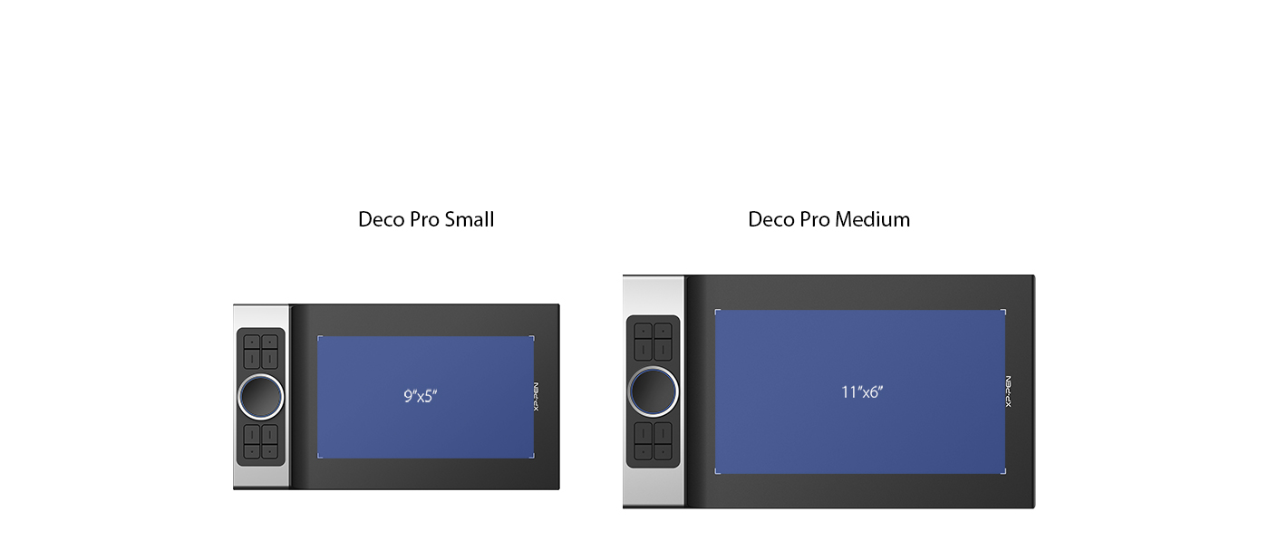 XP-Pen Deco Pro Series features a 9x5 inches and 11 x 6 inches working area